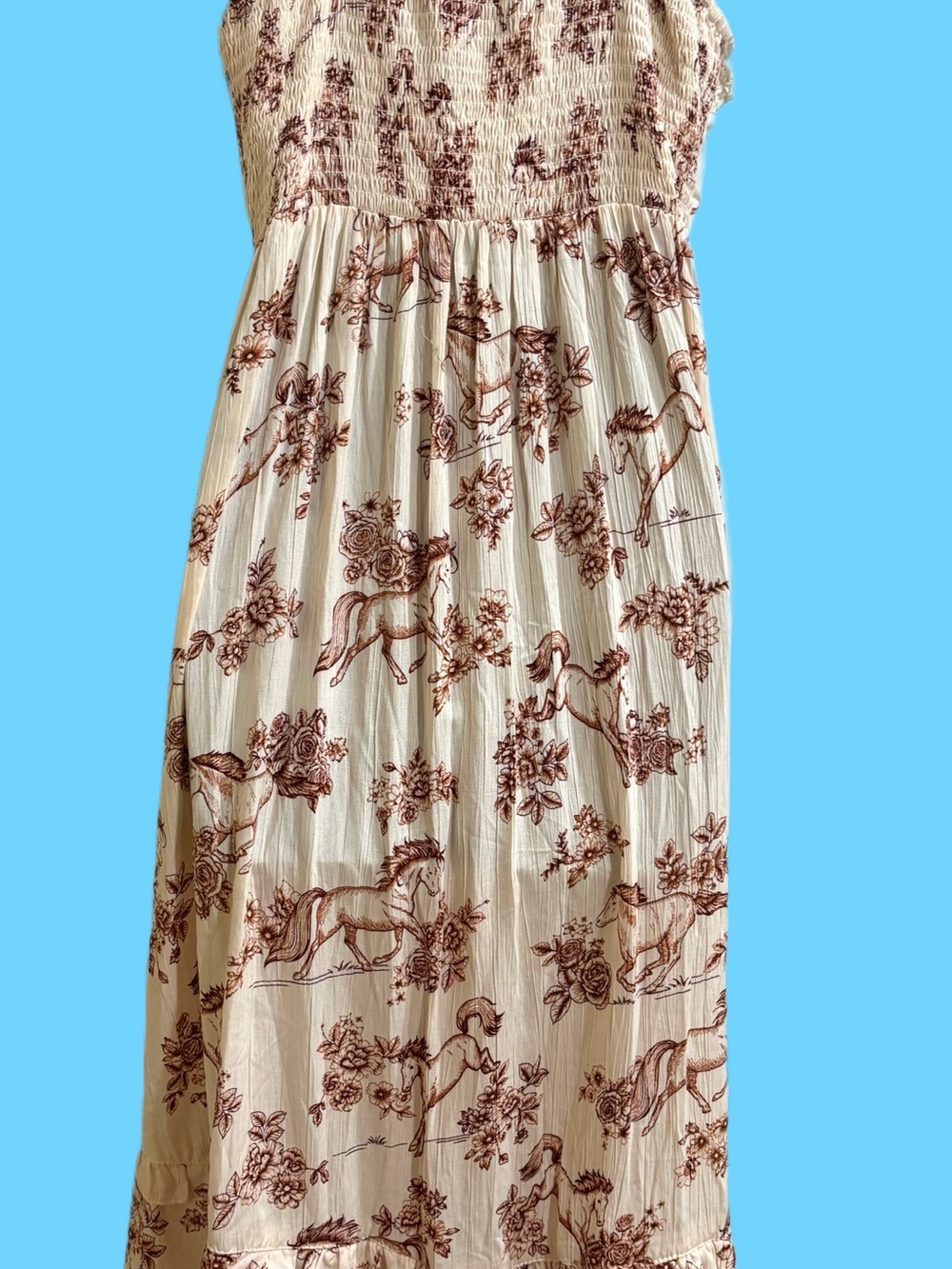 Angie Horse Print Cream Floral Lace-Trim Maxi Dress⭐️NWT⭐️ - Picture 7 of 8